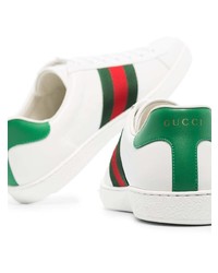 Baskets basses en cuir imprimées blanches Gucci