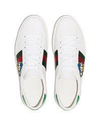 Baskets basses en cuir imprimées blanches Gucci