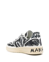 Baskets basses en cuir imprimées blanches Marni