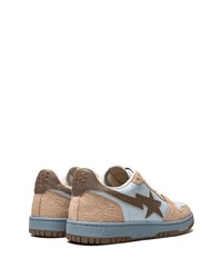 Baskets basses en cuir imprimées bleu clair A Bathing Ape