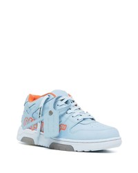 Baskets basses en cuir imprimées bleu clair Off-White