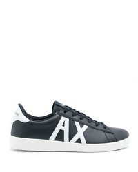 Baskets basses en cuir imprimées bleu marine Armani Exchange