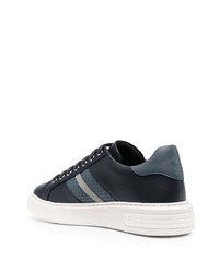 Baskets basses en cuir imprimées bleu marine Bally