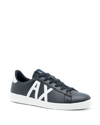 Baskets basses en cuir imprimées bleu marine Armani Exchange