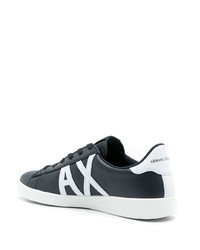 Baskets basses en cuir imprimées bleu marine Armani Exchange