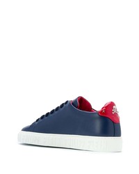 Baskets basses en cuir imprimées bleu marine Philipp Plein