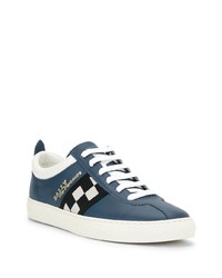 Baskets basses en cuir imprimées bleu marine Bally