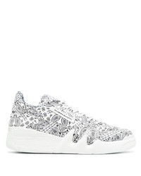 Baskets basses en cuir imprimées cachemire blanches Giuseppe Zanotti