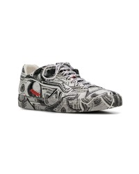 Baskets basses en cuir imprimées grises Philipp Plein