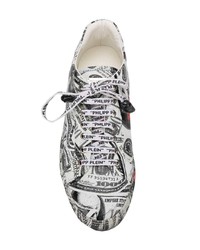 Baskets basses en cuir imprimées grises Philipp Plein