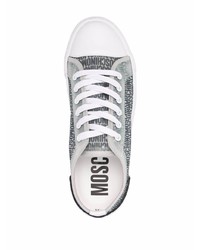 Baskets basses en cuir imprimées grises Moschino