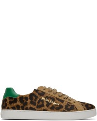 Baskets basses en cuir imprimées léopard marron