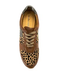 Baskets basses en cuir imprimées léopard marron Mara Mac