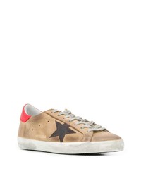 Baskets basses en cuir imprimées marron clair Golden Goose