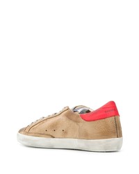 Baskets basses en cuir imprimées marron clair Golden Goose