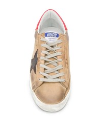 Baskets basses en cuir imprimées marron clair Golden Goose