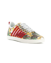 Baskets basses en cuir imprimées multicolores DSQUARED2