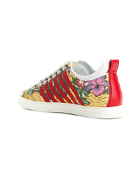 Baskets basses en cuir imprimées multicolores DSQUARED2