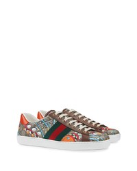 Baskets basses en cuir imprimées multicolores Gucci