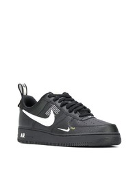 Baskets basses en cuir imprimées noires et blanches Nike