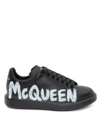 Baskets basses en cuir imprimées noires et blanches Alexander McQueen
