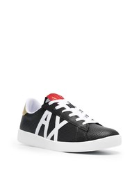 Baskets basses en cuir imprimées noires et blanches Armani Exchange