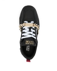 Baskets basses en cuir imprimées noires et blanches VERSACE JEANS COUTURE