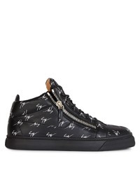 Baskets basses en cuir imprimées noires et blanches Giuseppe Zanotti