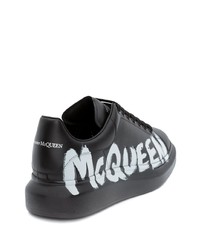 Baskets basses en cuir imprimées noires et blanches Alexander McQueen