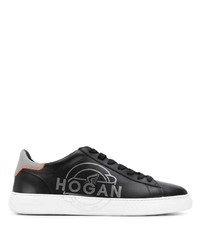 Baskets basses en cuir imprimées noires et blanches Hogan