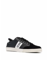 Baskets basses en cuir imprimées noires et blanches DSQUARED2