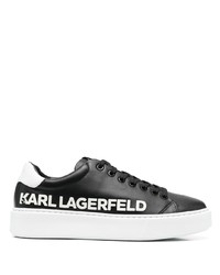 Baskets basses en cuir imprimées noires et blanches Karl Lagerfeld