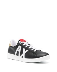 Baskets basses en cuir imprimées noires et blanches Armani Exchange