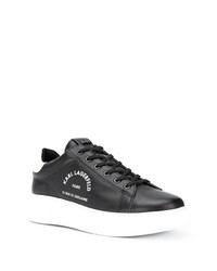 Baskets basses en cuir imprimées noires et blanches Karl Lagerfeld