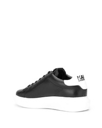 Baskets basses en cuir imprimées noires et blanches Karl Lagerfeld