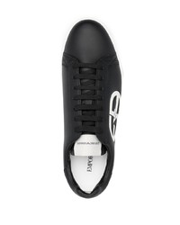 Baskets basses en cuir imprimées noires et blanches Emporio Armani