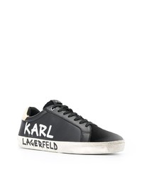 Baskets basses en cuir imprimées noires et blanches Karl Lagerfeld