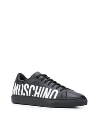 Baskets basses en cuir imprimées noires et blanches Moschino