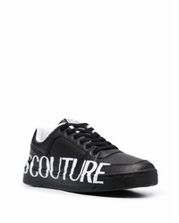 Baskets basses en cuir imprimées noires et blanches VERSACE JEANS COUTURE