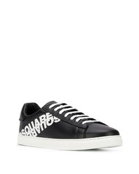 Baskets basses en cuir imprimées noires et blanches DSQUARED2