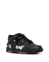 Baskets basses en cuir imprimées noires et blanches Off-White