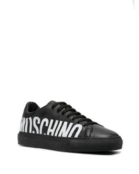 Baskets basses en cuir imprimées noires et blanches Moschino