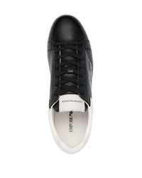 Baskets basses en cuir imprimées noires et blanches Emporio Armani