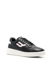 Baskets basses en cuir imprimées noires et blanches Bally