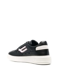 Baskets basses en cuir imprimées noires et blanches Bally