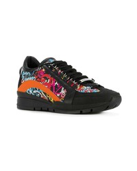 Baskets basses en cuir imprimées noires DSQUARED2