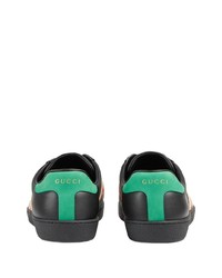 Baskets basses en cuir imprimées noires Gucci