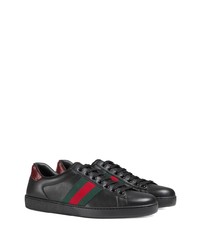 Baskets basses en cuir imprimées noires Gucci