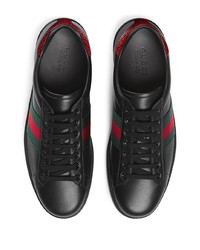 Baskets basses en cuir imprimées noires Gucci