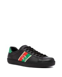 Baskets basses en cuir imprimées noires Gucci